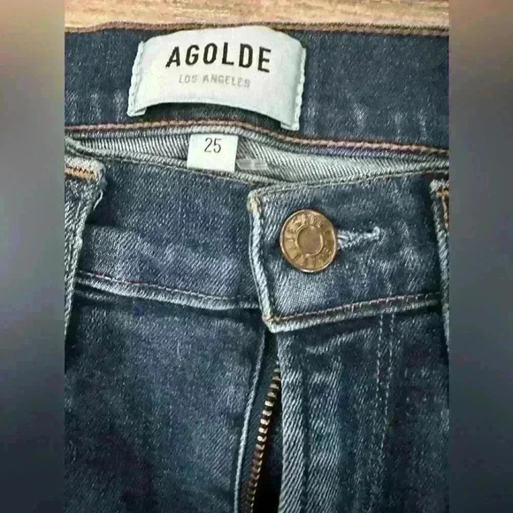 AGOLDE Distressed High Waist Cropped Skinny Jeans Women’s Size 25 - Picture 4 of 5